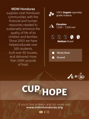 Cup of Hope bag back label