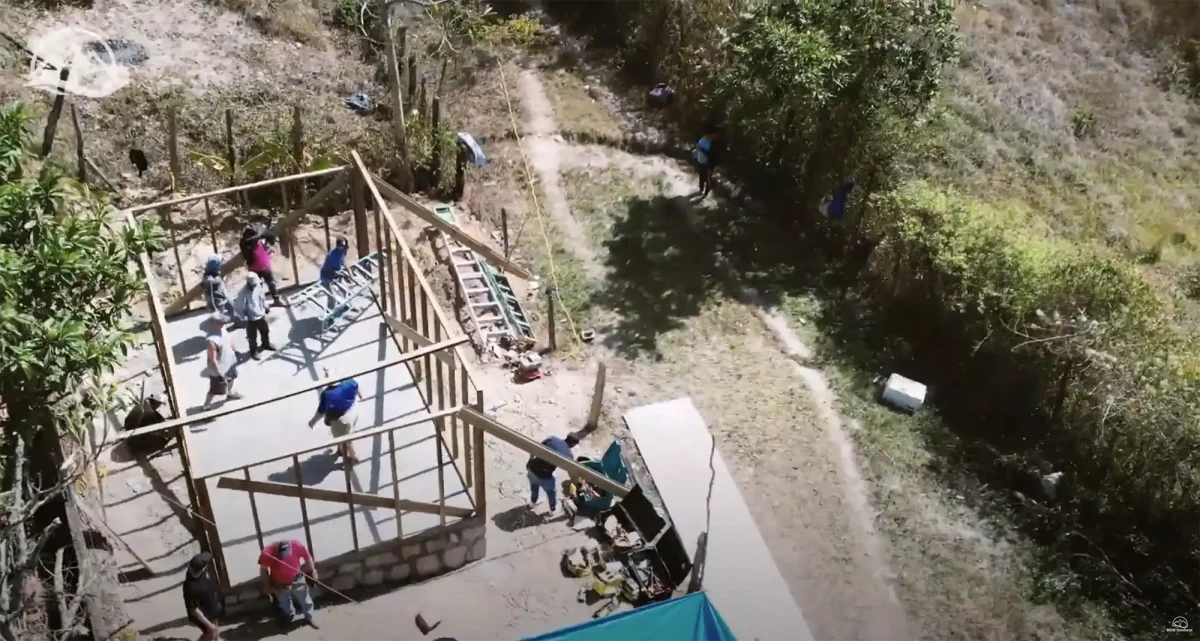 aerial view of house construction project