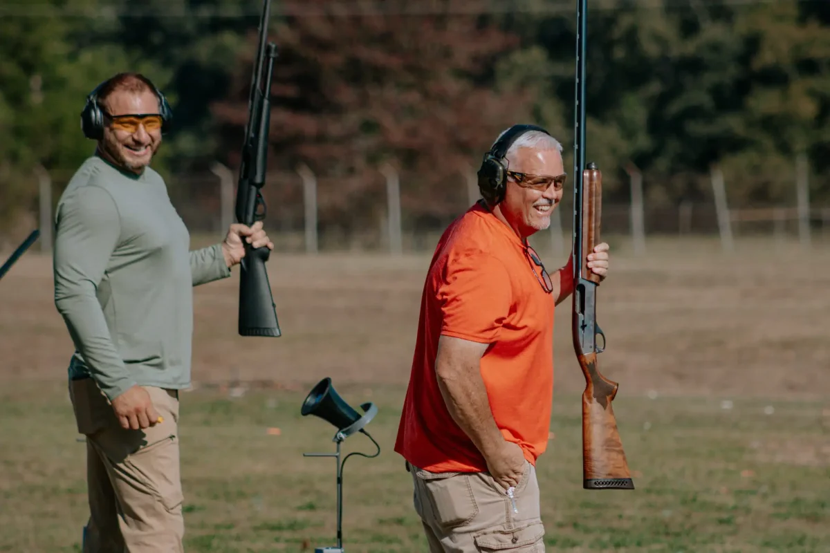 Men with guns at trap shoot